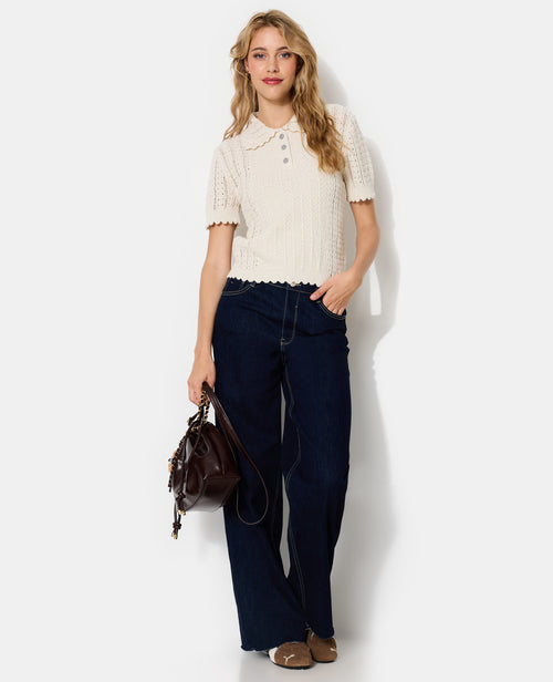 Pull manches courtes maille fantaisie et ajourée - PIMKIE - 3