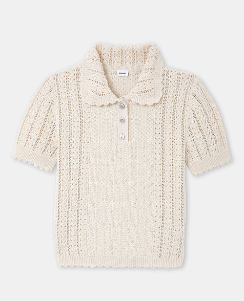 Pull manches courtes maille fantaisie et ajourée - PIMKIE - 4