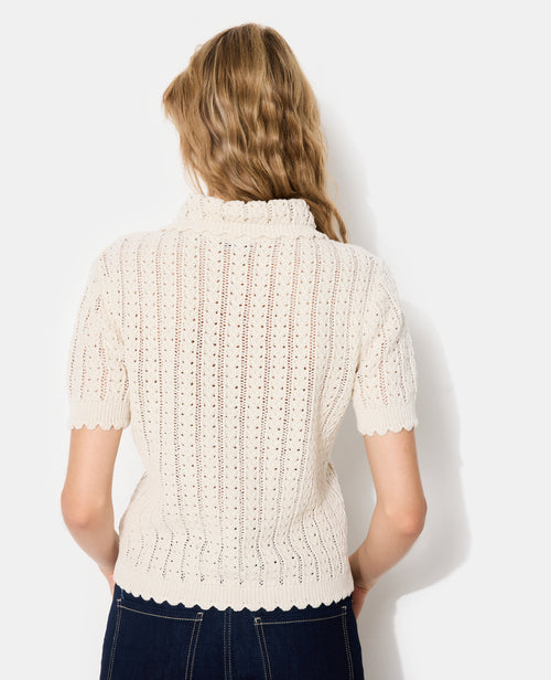 Pull manches courtes maille fantaisie et ajourée - PIMKIE - 6