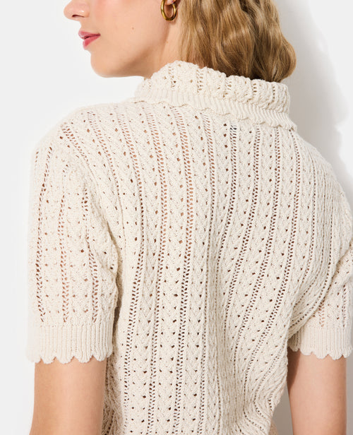 Pull manches courtes maille fantaisie et ajourée - PIMKIE - 1