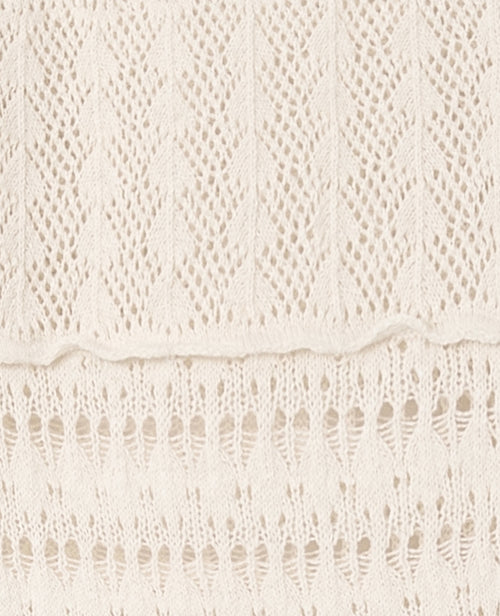 Gilet manches courtes en maille ajourée et dentelle - PIMKIE - 2