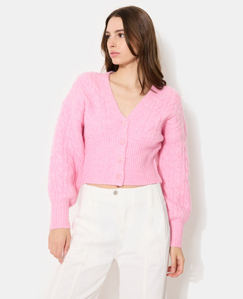 Gilet torsadé court avec grands bord-côtes - PIMKIE - 1