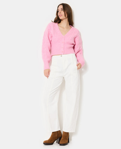 Gilet torsadé court avec grands bord-côtes - PIMKIE - 3