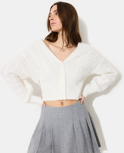 Gilet torsadé court avec grands bord-côtes - PIMKIE - 5