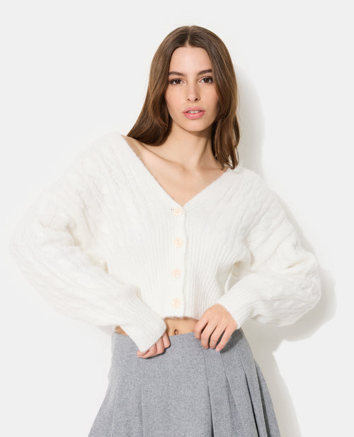 Gilet torsadé court avec grands bord-côtes - PIMKIE - 7