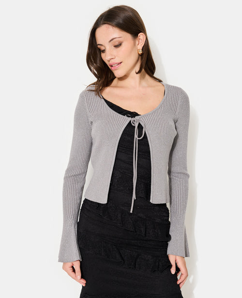 Gilet court avec fils lurex, nouette et manches flare - PIMKIE - 1