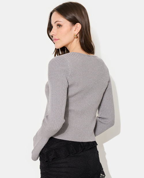 Gilet court avec fils lurex, nouette et manches flare - PIMKIE - 6