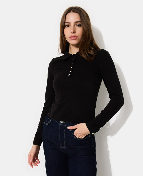 Polo manches longues boutons fantaisie - PIMKIE - 1