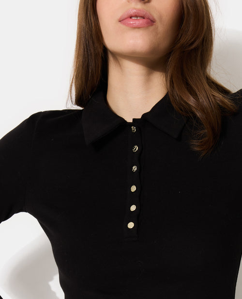 Polo manches longues boutons fantaisie - PIMKIE - 1