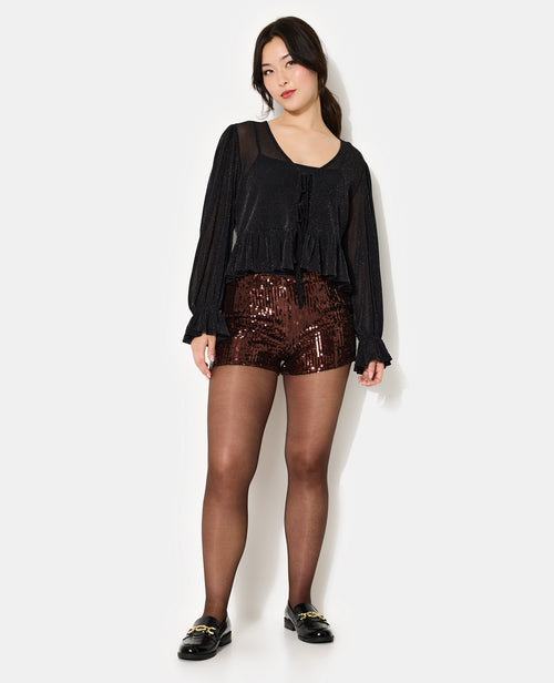 Blouse avec lurex manches ballons et nouettes - PIMKIE - 3