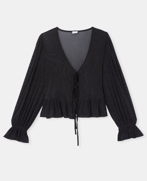 Blouse avec lurex manches ballons et nouettes - PIMKIE - 4