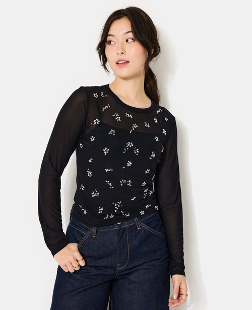 Top en résille avec perles et sequins - PIMKIE - 1