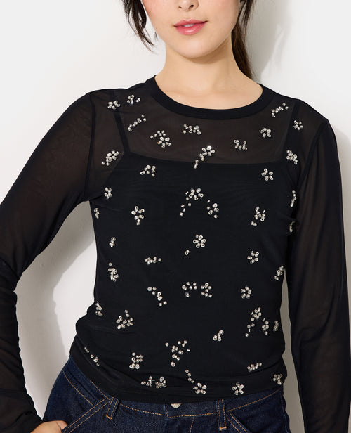 Top en résille avec perles et sequins - PIMKIE - 2