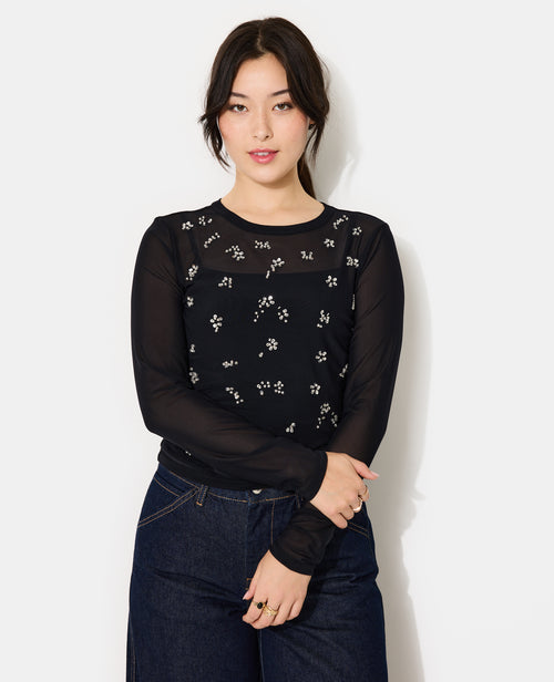 Top en résille avec perles et sequins - PIMKIE - 5