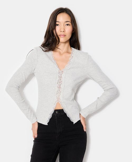 T-shirt manches longues avec dentelle - PIMKIE - 1