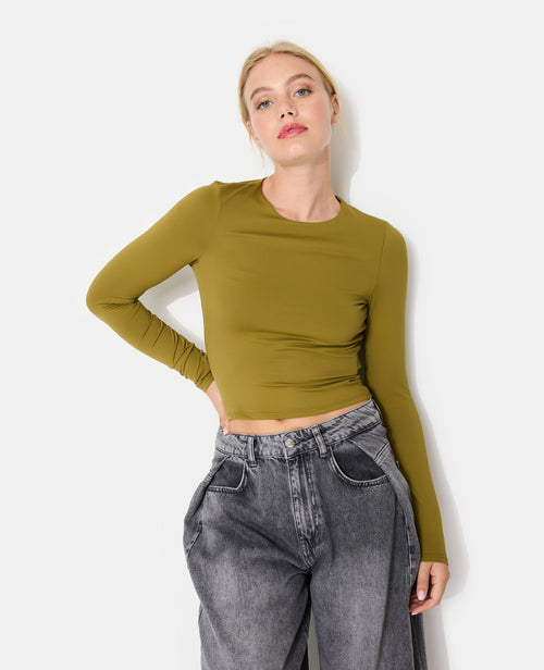 T-shirt manches longues en maille stretch - PIMKIE - 1