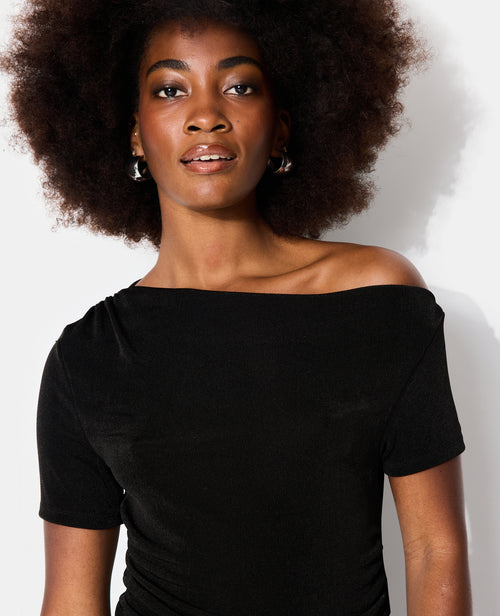 T-shirt asymétrique en maille fluide avec fronces - PIMKIE - 2