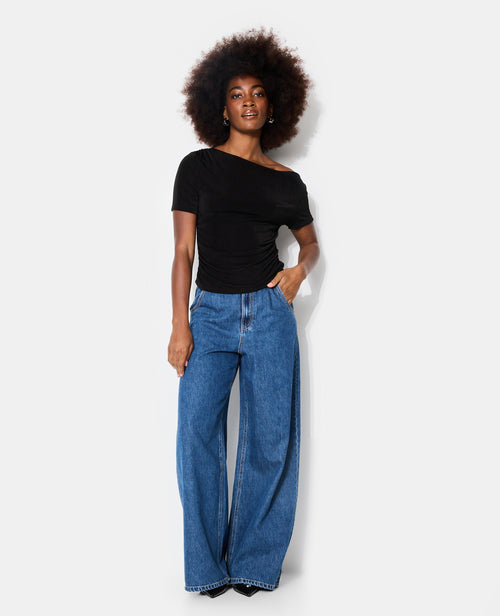 T-shirt asymétrique en maille fluide avec fronces - PIMKIE - 3