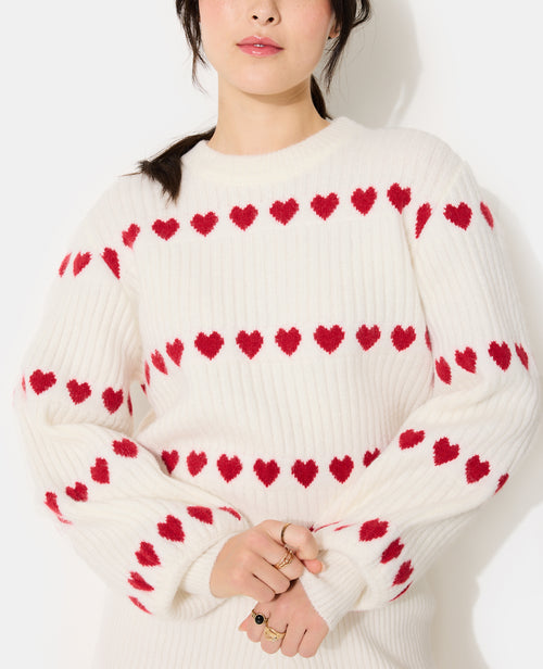 Pull en maille côtelée avec cœurs - PIMKIE - 2
