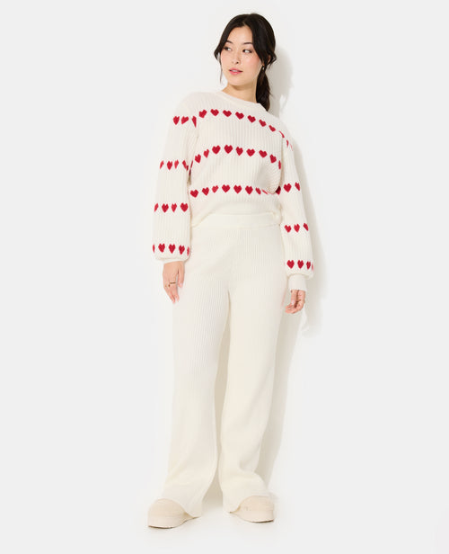 Pull en maille côtelée avec cœurs - PIMKIE - 3