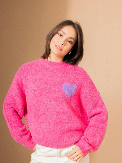 Pull contenant mohair et laine avec cœur - PIMKIE - 1