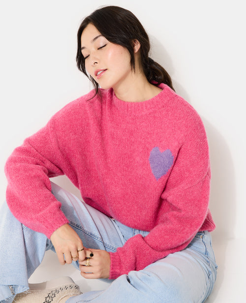 Pull contenant mohair et laine avec cœur - PIMKIE - 5