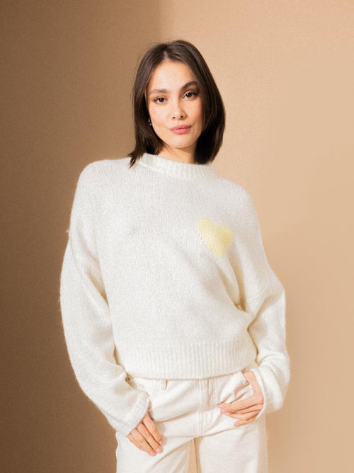 Pull contenant mohair et laine avec cœur - PIMKIE - 1