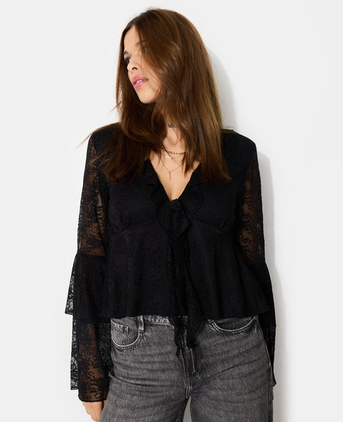 Blouse en dentelle avec volants et manches flare - PIMKIE - 5