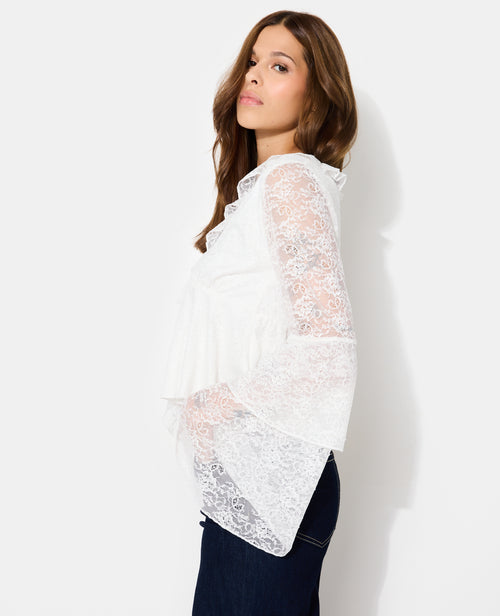 Blouse en dentelle avec volants et manches flare - PIMKIE - 8