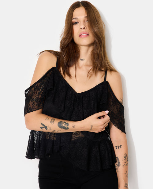 Top à bretelles en dentelle avec volants - PIMKIE - 1