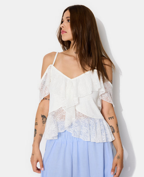 Top à bretelles en dentelle avec volants - PIMKIE - 1