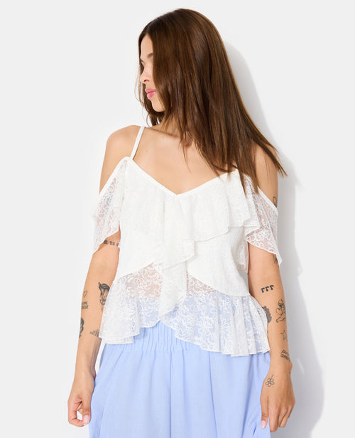 Top à bretelles en dentelle avec volants - PIMKIE - 5