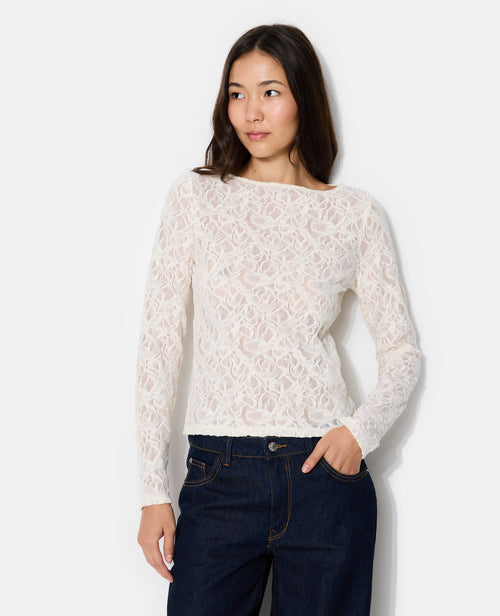 T-shirt manches longues en dentelle - PIMKIE - 1