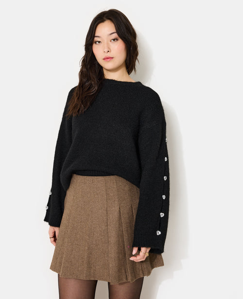 Pull en maille avec strass cœur aux manches - PIMKIE - 1