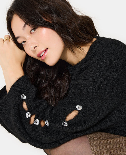 Pull en maille avec strass cœur aux manches - PIMKIE - 2