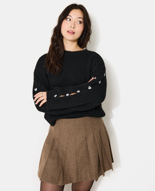 Pull en maille avec strass cœur aux manches - PIMKIE - 5