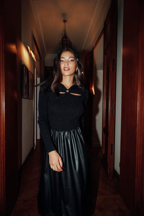 Pull cintré avec fils lurex, découpes et détail bijou - PIMKIE - 1