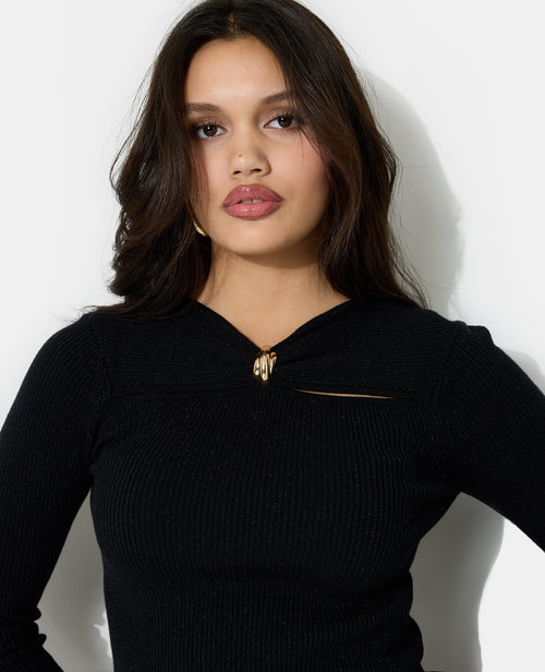 Pull cintré avec fils lurex, découpes et détail bijou - PIMKIE - 2