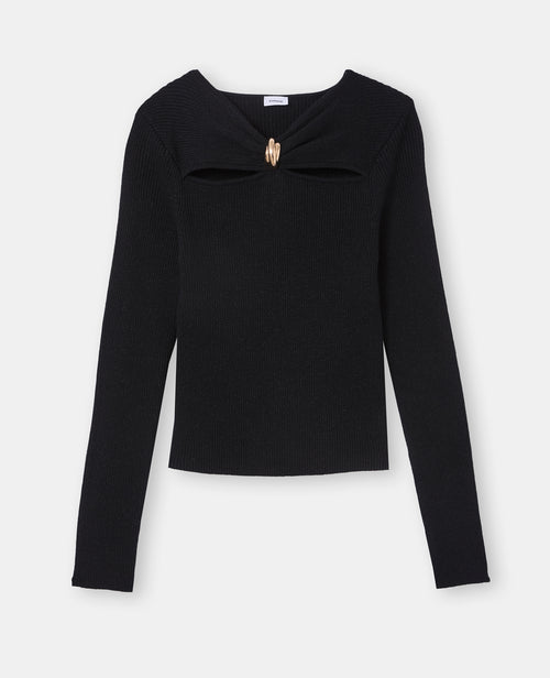 Pull cintré avec fils lurex, découpes et détail bijou - PIMKIE - 4