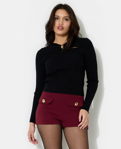 Pull cintré avec fils lurex, découpes et détail bijou - PIMKIE - 5