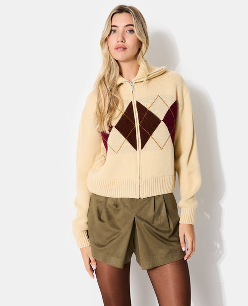 Gilet col camionneur motif losanges - PIMKIE - 1