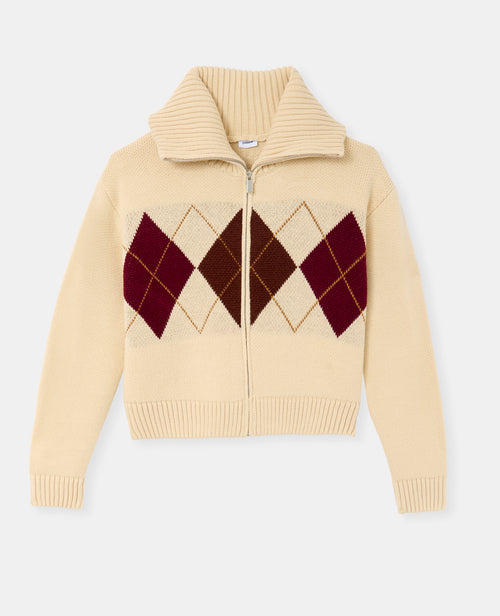 Gilet col camionneur motif losanges - PIMKIE - 4