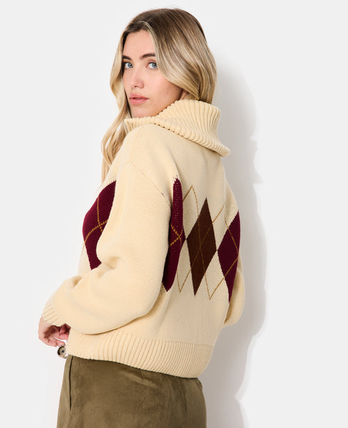 Gilet col camionneur motif losanges - PIMKIE - 7