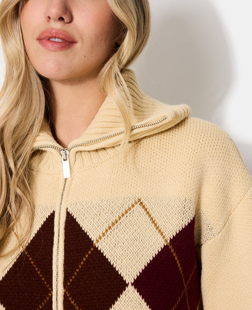 Gilet col camionneur motif losanges - PIMKIE - 8