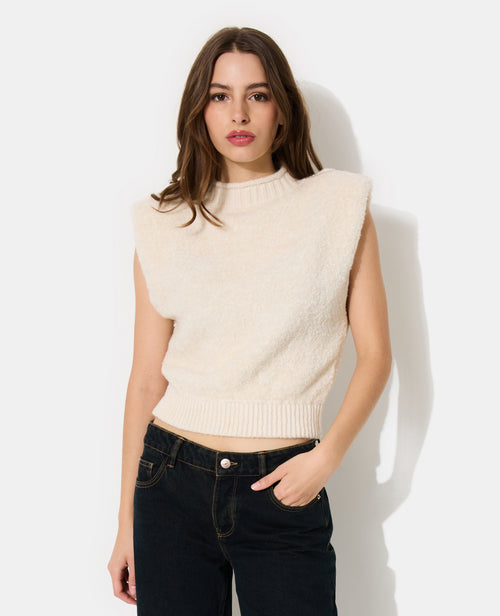 Pull sans manches maille bouclette avec épaulettes - PIMKIE - 1