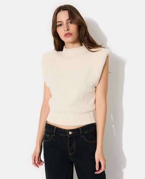 Pull sans manches maille bouclette avec épaulettes - PIMKIE - 5