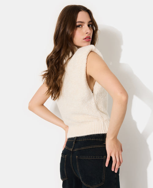 Pull sans manches maille bouclette avec épaulettes - PIMKIE - 6