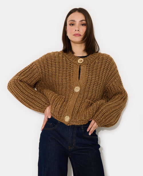 Gilet grosse maille avec gros boutons et poches - PIMKIE - 7