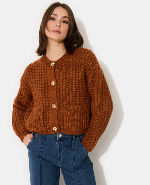 Gilet grosse maille avec gros boutons et poches - PIMKIE - 1