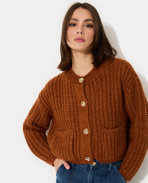 Gilet grosse maille avec gros boutons et poches - PIMKIE - 2